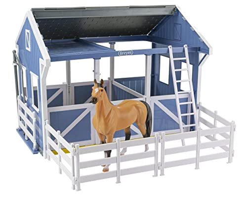 Breyer Horses Freedom Series Deluxe Country Stall & Waschstand mit Freedom Series Pferd | 6-teiliges Scheunen-Spielset | Pferdespielzeug Modell | 1:12 Maßstab Freedom Series Pferdefigur | Modell #61149 von Breyer