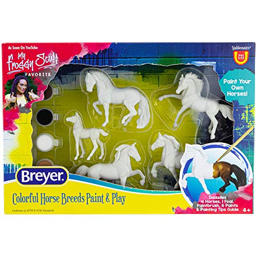 Breyer Pferde Stablemates Pferd Crazy Colorful Breed Paint Set | 5-teiliges Set | Maßstab 1:32 | Modell #4234 von Breyer