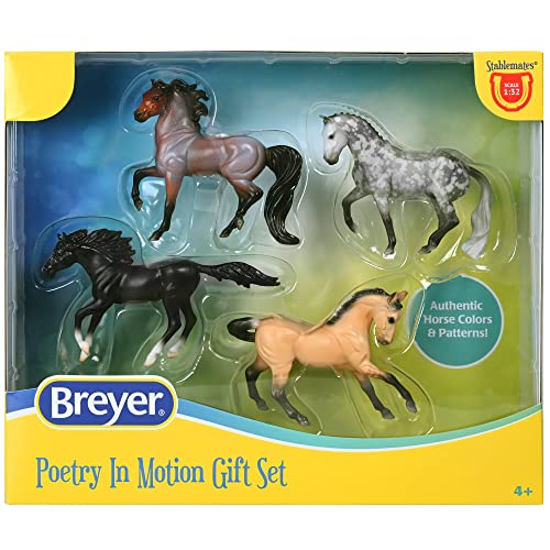 Breyer Pferde Stablemates Poesie in Bewegung | 4 Pferde Set | Pferdespielzeug | Pferdefiguren | 9,5 cm x 6,3 cm | Maßstab 1:32 | Modell #6935 von Breyer