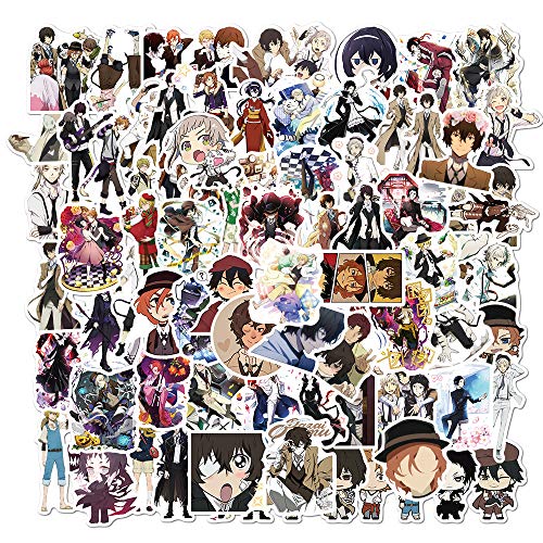 100 Stück Anime Bungo Stray Dogs Aufkleber Wasserflaschen Laptop Telefon Gitarre Skateboard Computer Cartoon Vinyl Stickers Wasserdicht Ästhetisch Aufkleber für Jugendliche Kinder Erwachsene von Bric Dodo