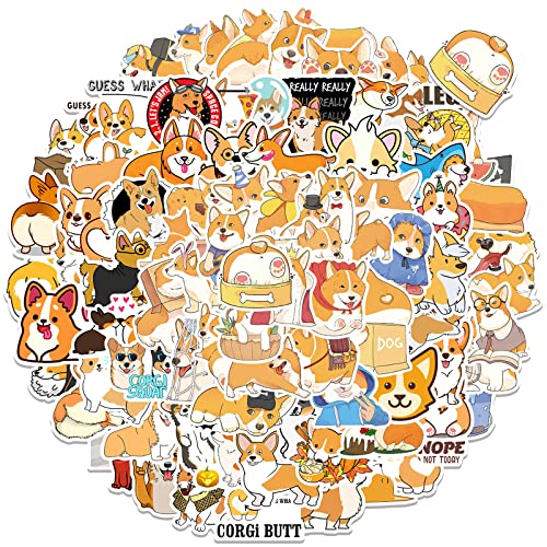 Bric Dodo 100 Stück Corgi Aufkleber Auto Laptop Telefon Gitarre Skateboard Motorrad Fahrrad Corgi Stickers Set Vinyl Wasserdicht Aesthetic Aufkleber für Jugendliche Kinder Erwachsene von Bric Dodo