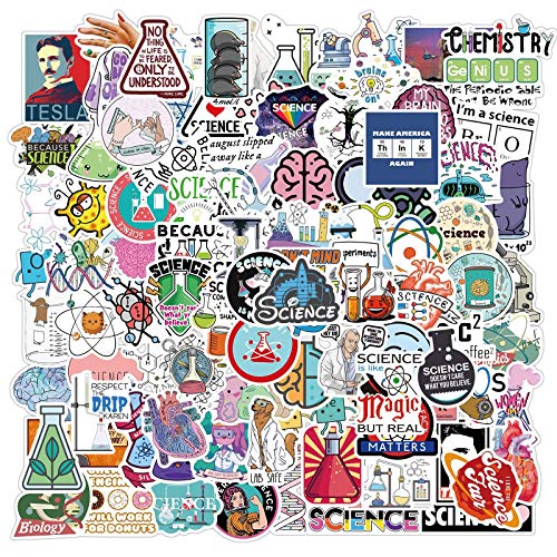 100 Stück Labor Physik Biologie Aufkleber Laptop Telefon Gitarre Skateboard Motorrad Fahrrad Vinyl Stickers Wasserdicht Ästhetisch Student Wissenschaftlich Aufkleber für Jugendliche Kinder Erwachsene von Bric Dodo