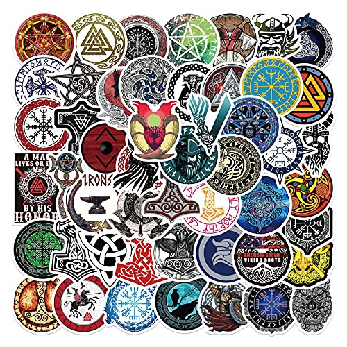 100 Stück Wikinger Aufkleber Laptop Telefon Gitarre Skateboard Notebook Auto Motorrad Fahrrad Nordic Viking Piraten Vinyl Stickers Wasserdicht Aufkleber für Jugendliche Kinder Erwachsene von Bric Dodo