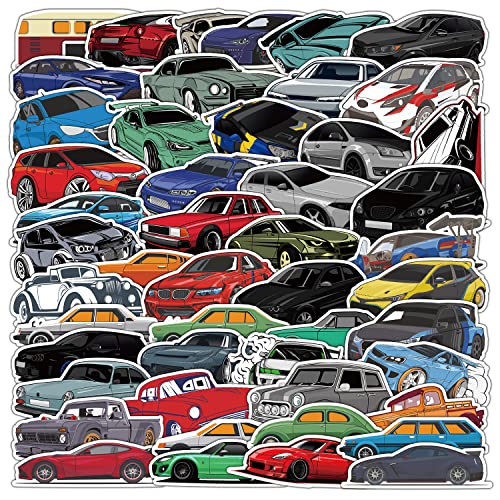 50 Stück Aufkleber Sportwagen Racing Cars Aufkleber Motorrad Laptop Wasserflaschen Telefon Gitarre Skateboard Fahrrad Rennwagen Vinyl Stickers Wasserdicht Ästhetisch für Jugendliche Kinder Erwachsene von Bric Dodo