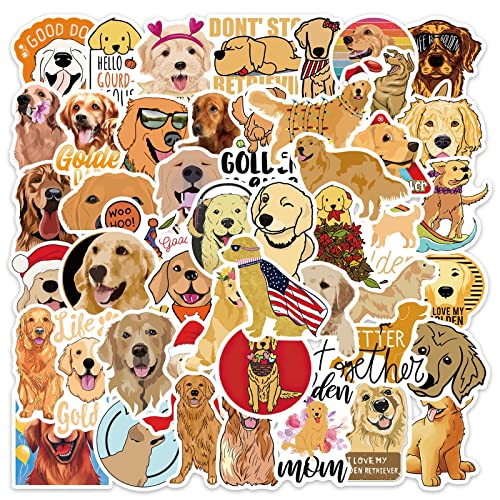 50 Stück Golden Retriever Aufkleber Auto Laptop Telefon Gitarre Skateboard Motorrad Fahrrad Dog Stickers Set Vinyl Wasserdicht Aesthetic Aufkleber für Jugendliche Kinder Erwachsene von Bric Dodo