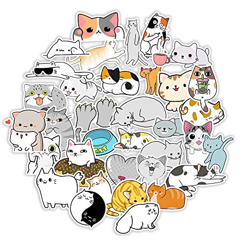 Bric Dodo 50 Stück Katze Stickers Aufkleber Auto Laptop Telefon Gitarre Skateboard Motorrad Fahrrad Kawaii Cat Stickers Set Vinyl Wasserdicht Aesthetic Aufkleber für Jugendliche Kinder Erwachsene von Bric Dodo