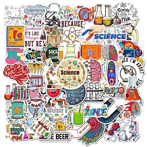 50 Stück Labor Physik Biologie Aufkleber Laptop Telefon Gitarre Skateboard Motorrad Fahrrad Vinyl Stickers Wasserdicht Ästhetisch Student Wissenschaftlich Aufkleber für Jugendliche Kinder Erwachsene von Bric Dodo