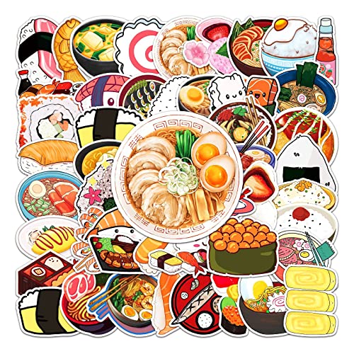 50 Stück Sushi Aufkleber Auto Laptop Telefon Gitarre Skateboard Motorrad Fahrrad Sushi Roll Rice Stickers Set Vinyl Wasserdicht Aesthetic Aufkleber für Jugendliche Kinder Erwachsene von Bric Dodo