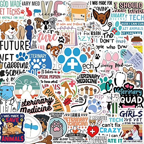 50 Stück Tierarzt Aufkleber Wasserflaschen Laptop Telefon Gitarre Skateboard Computer Koffer Fahrrad Veterinarian Vinyl Stickers Wasserdicht Ästhetisch Aufkleber für Jugendliche Kinder Erwachsene von Bric Dodo