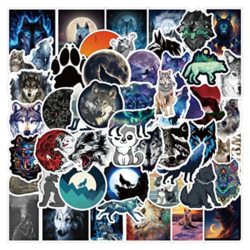 50 Stück Wolf Wölfe Hund Aufkleber Laptop Telefon Gitarre Skateboard Notebook Auto Motorrad Fahrrad Vinyl Stickers Wasserdicht Ästhetisch Wolf Löwe Aufkleber für Jugendliche Kinder Erwachsene von Bric Dodo