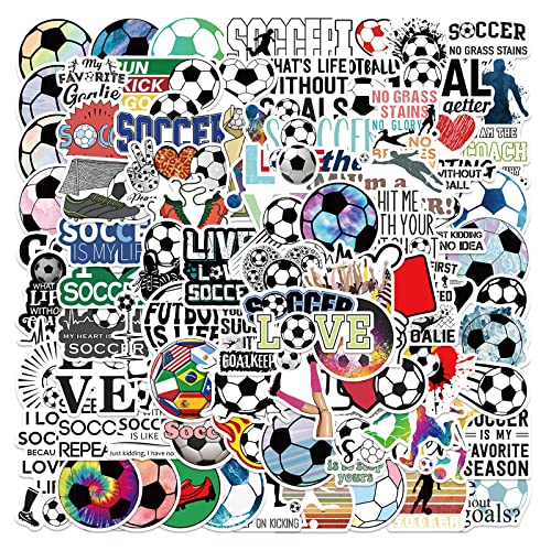 Bric Dodo 100 Stück Fußball Aufkleber Auto Laptop Telefon Gitarre Skateboard Motorrad Fahrrad Soccer Football Stickers Set Vinyl Wasserdicht Aesthetic Aufkleber für Jugendliche Kinder Erwachsene von Bric Dodo