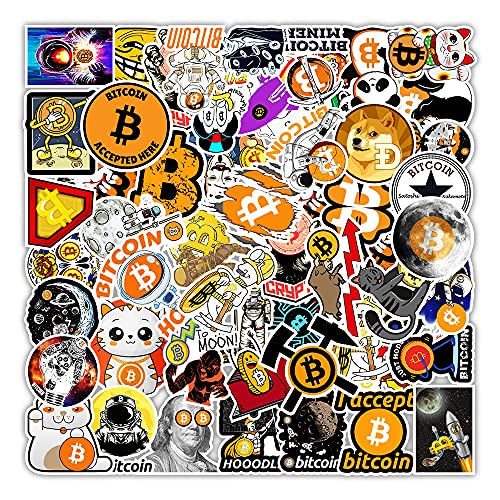 Bric Dodo 50 Stück Bitcoin Aufkleber Auto Laptop Telefon Gitarre Skateboard Motorrad Fahrrad Virtuelle Währung Stickers Set Vinyl Wasserdicht Aesthetic Aufkleber für Jugendliche Kinder Erwachsene von Bric Dodo