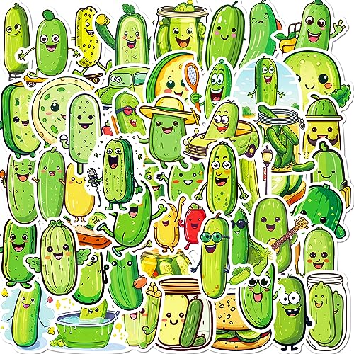 Bric Dodo 50 Stück Gurken Aufkleber Auto Laptop Telefon Gitarre Skateboard Motorrad Fahrrad Cartoon Cucumber Stickers Set Vinyl Wasserdicht Aesthetic Aufkleber für Jugendliche Kinder Erwachsene von Bric Dodo