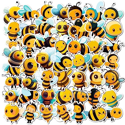 Bric Dodo 50 Stück Kleine Bienen Aufkleber Auto Laptop Telefon Gitarre Skateboard Motorrad Fahrrad Bienen Stickers Set Vinyl Wasserdicht Aesthetic Aufkleber für Jugendliche Kinder Erwachsene von Bric Dodo