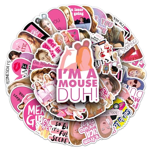 Bric Dodo 50 Stück Mean Girls Aufkleber Auto Laptop Telefon Gitarre Skateboard Motorrad Fahrrad Mean Girls Stickers Set Vinyl Wasserdicht Aesthetic Aufkleber für Jugendliche Kinder Erwachsene von Bric Dodo