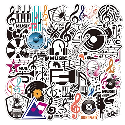 Bric Dodo 50 Stück Musik Aufkleber Auto Laptop Telefon Gitarre Skateboard Motorrad Fahrrad Music Stickers Set Vinyl Wasserdicht Aesthetic Aufkleber für Jugendliche Kinder Erwachsene von Bric Dodo