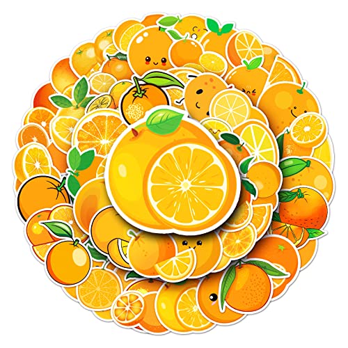 Bric Dodo 50 Stück Orange Aufkleber Auto Laptop Telefon Gitarre Skateboard Motorrad Fahrrad Obst Fruits Stickers Set Vinyl Wasserdicht Aesthetic Aufkleber für Jugendliche Kinder Erwachsene von Bric Dodo