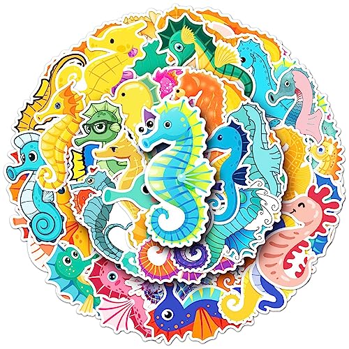 Bric Dodo 50 Stück Seahorse Aufkleber Auto Laptop Telefon Gitarre Skateboard Motorrad Fahrrad Seepferdchen Stickers Set Vinyl Wasserdicht Aesthetic Aufkleber für Jugendliche Kinder Erwachsene von Bric Dodo