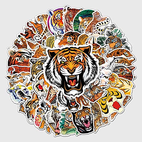 Bric Dodo 50 Stück Tiger Aufkleber Auto Laptop Telefon Gitarre Skateboard Motorrad Fahrrad Tier Stickers Set Vinyl Wasserdicht Aesthetic Aufkleber für Jugendliche Kinder Erwachsene von Bric Dodo