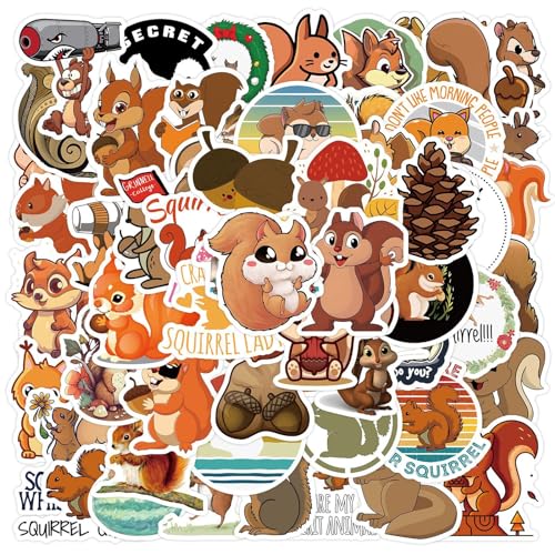 Bric Dodo 60 Stück Eichhörnchen Aufkleber Auto Laptop Telefon Gitarre Skateboard Motorrad Fahrrad Squirrel Stickers Set Vinyl Wasserdicht Aesthetic Aufkleber für Jugendliche Kinder Erwachsene von Bric Dodo