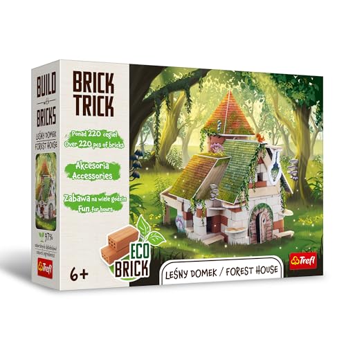 Brick Trick Trefl Kleines Waldhaus/Forest House – Bauen aus Ziegeln, EKO Echte Ziegelsteine, 220 Ziegel, Mehrfach verwendbar, Für Baufans, Kreativ-Set für Kinder ab 6 Jahren von Trefl