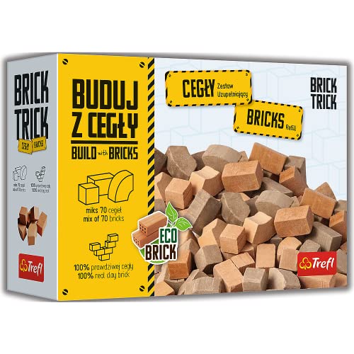 Trefl Brick Trick BAU mit den Ziegeln - Nachfüllset, 100% Natürlicher Ziegel, Burgziegel, 70 Teile, ECO Bricks, wiederverwendbar, für Baufans, Kreativset für Kinder ab 6 Jahren von Brick Trick