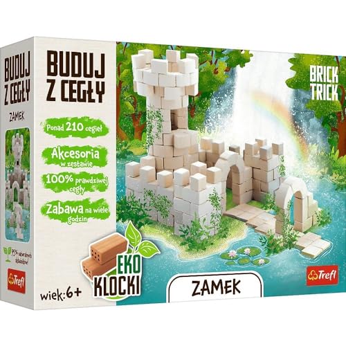 Trefl Brick Trick Bauen aus Ziegel - Schloss - 100% Naturziegel, Turm, EKO Ziegelsteine, DIY Über 210 Ziegel, Wiederverwendbar, Für Baufans, Kreativ-Set für Kinder ab 6 Jahren von Brick Trick