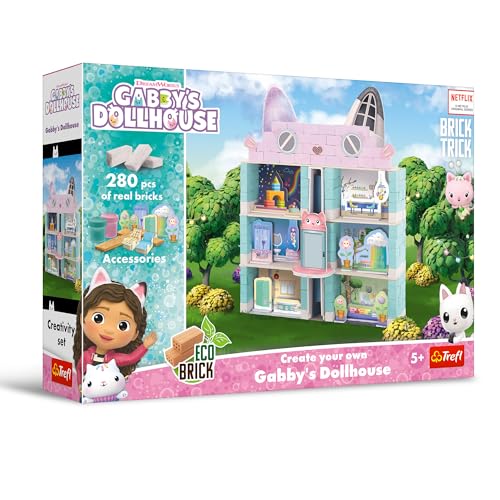 Trefl - Brick Trick Gabby's Dollhouse: Gabby's Dollhouse- Bauen mit Ziegelsteinen, ÖKO Ziegelsteine, 280 Bausteine, Wiederverwendbar, Kreativ-Set für Kinder ab 5 Jahren von Brick Trick