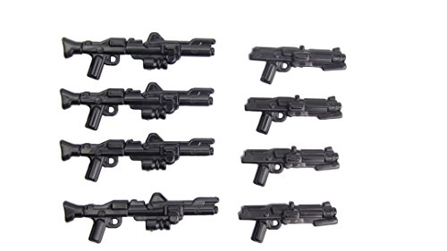 BrickArms Clone Trooper Blaster Pack | 8-teiliges Set | Hohe Qualität | Made in USA | Kompatibel mit Star Wars™ Minifiguren - Enthält 4 DC-15A Blastergewehre und 4 DC-15S Blasterkarabiner von BrickArms