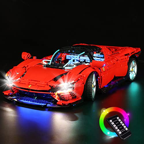 BrickBling 42143 Led Licht Kompatibel mit Lego Ferrari Daytona SP3 - Compatible with Technic Bausteinen Modell,Fernbedienung Dekorationsbeleuchtungsset für Ferrari Daytona SP3 (Kein Modell) von BrickBling