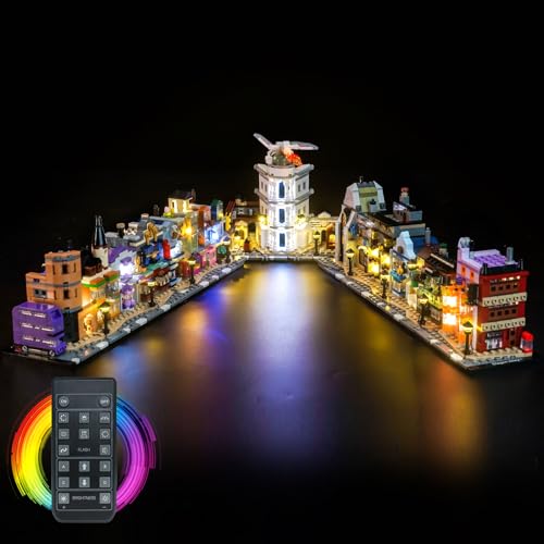 Fernbedienung Licht-Kit Kompatibel mit Lego 76444 Diagon Alley Wizarding Shops (Kein Modell), Led Beleuchtungs Set Compatible with Diagon Alley Wizarding Shops Kreative Spielzeug von BrickBling