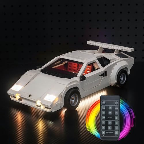 Fernbedienung Licht-Kit Kompatibel mit Lego 10337 Lamborghini Countach 5000 Quattrovalvole (Kein Modell), Led Beleuchtungs Set für Lamborghini Countach 5000 Quattrovalvole Kreative Spielzeug von BrickBling