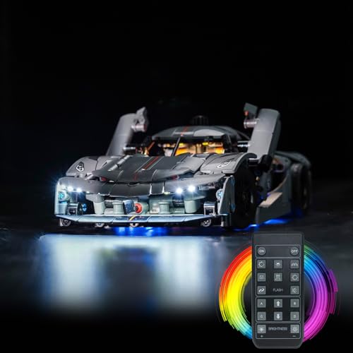 Fernbedienung Licht-Kit Kompatibel mit Lego 42173 Koenigsegg Jesko Absolut Grey Hypercar (Kein Modell), Led Beleuchtungs Set Compatible with Lego Technic Koenigsegg Jesko Absolut Grey Hypercar von BrickBling