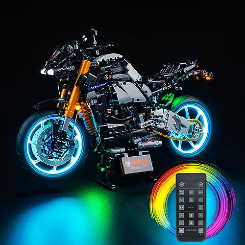 Fernbedienung Licht-Kit Kompatibel mit Lego Yamaha MT-10 SP Motorrad (Kein Modell), Led Beleuchtungs Set für 42159 Technic Yamaha MT-10 SP Motorrad Kreative Spielzeug für Erwachsene von BrickBling