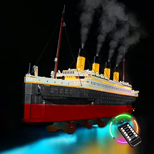 BrickBling LED-Beleuchtung Kompatibel mit Lego Creator Expert Titanic Building Set 10294 (Kein Modell), DIY-Beleuchtungsset mit Rauchmodul für das Titanic-Schiff Dekorationslicht für 10294 von BrickBling