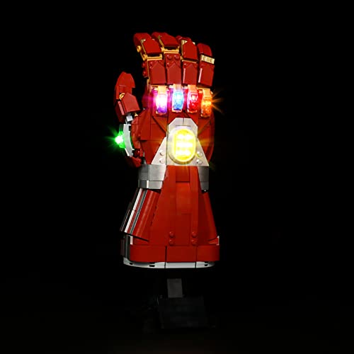 LED-Licht Kit für Kompatibel mit Iron Mans Nano Handschuh, Led Beleuchtungs Set für 76223 Marvel Nano Handschuh Infinity Handschuh (Nur Beleuchtung, kein Baustein)- Klassische Version von BrickBling