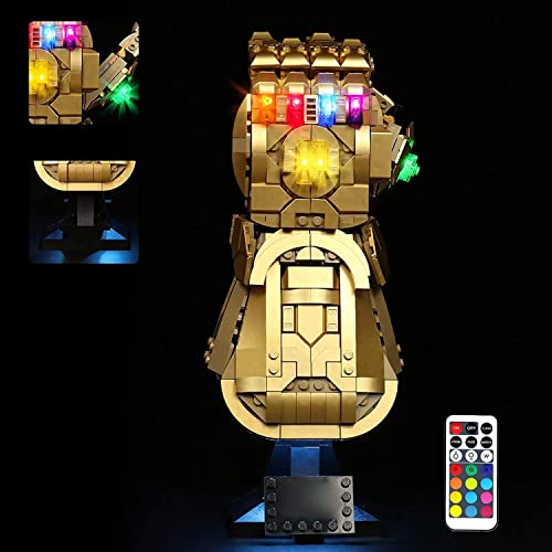 Led Licht Set Kompatibel mit Lego Infinity Handschuh, Dekorations Led Beleuchtungsset Compatible with Lego 76191 Thanos Handschuh mit RGB-Fernbedienung Wechselbare Farbbasis (Kein Modell) von BrickBling