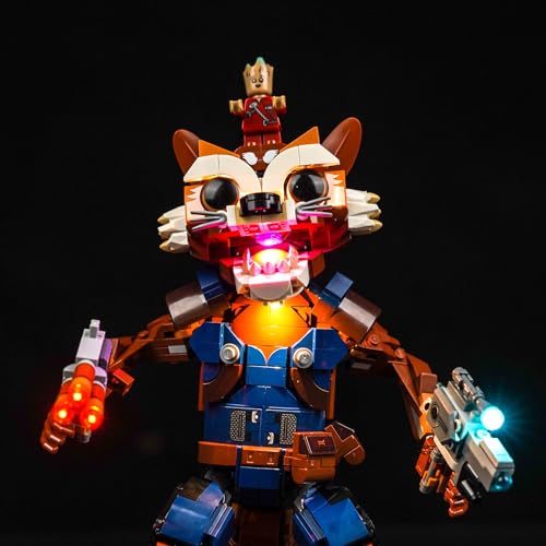 BrickBling Version mit Lichtsteuerung Licht-Kit Kompatibel mitLego Rocket & Baby Groot (Kein Modell), Led Beleuchtungs Set für 76282 Rocket & Baby Groot Kreative Spielzeug von BrickBling