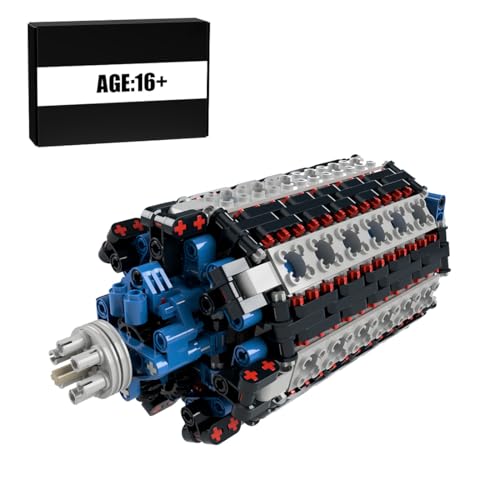 Bricksdiytoy Motor Bausteine Modell, 42-Zylinder R-2160 Tornado Radialmotor Klemmbausteine Bausatz für Erwachsene, Sammlerstücke für Motorlüfter, MOC-164609, 691 Stück von Bricksdiytoy