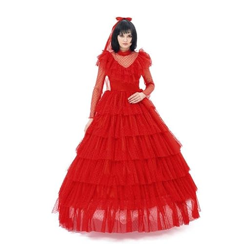 Frauen Braut Lydia Cosplay Kostüm Gothic Rot Kleid Hochzeit Kleid Halloween Kostüm von BridgeRcos