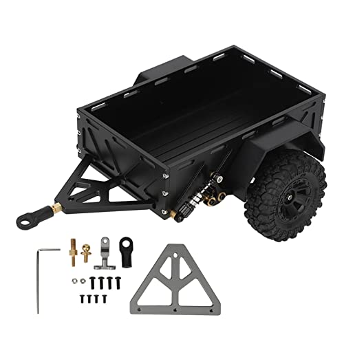 Brilluxa RC Car Anhängerkupplung, RC Car Anhängerkupplung Anti-Rutsch-Gummireifen Utility Trailer Car für TRX4M 1 18 RC Car (Schwarz) von Brilluxa