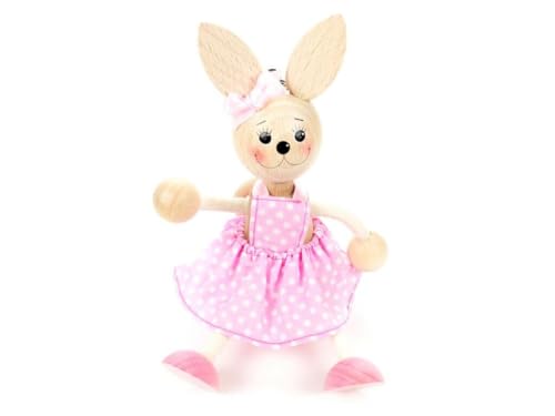 Brink Holzspielzeug Schwingfigur Hase rosa Kleid – Handgefertigte Dekoration aus Holz von Brink Holzspielzeug