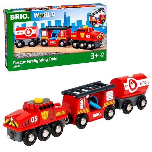 BRIO World 33844 Feuerwehr-Löschzug - Feuerwehrzug mit Feuerwehrschlauch und Wassertank - Kleinkindspielzeug empfohlen ab 3 Jahren, tolles von BRIO