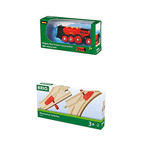 Brio World 33592 - Rote Lola Batterielok + Mechanisches Weichenpaar von BRIO