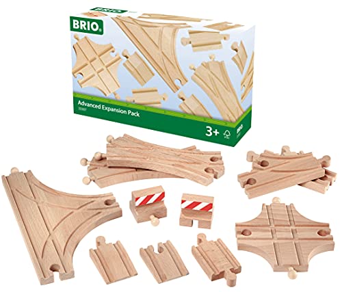 BRIO World 33307 Schienen- und Weichensortiment - 11 Weichen aus Buchenholz Holzeisenbahn - Empfohlen für Kinder ab 3 Jahren von BRIO