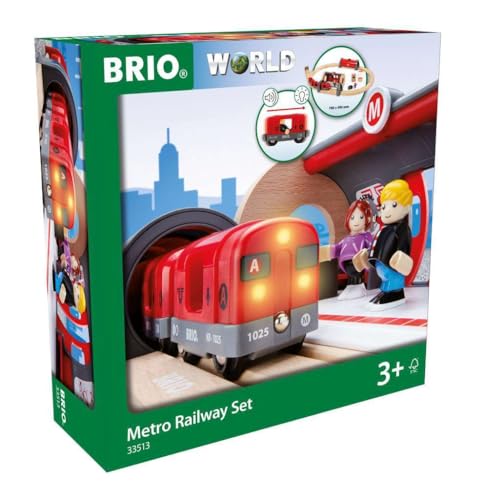 BRIO 33513 - Metro Bahn Set - Holzeisenbahn Kleinkind-Spielzeug ab 3 Jahren von BRIO