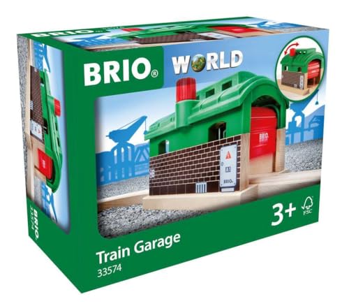 BRIO World - 63357400 - Drehbarer Lokschuppen mit Rolltor, Holzeisenbahn Zubehör, Kleinkind-Spielzeug ab 3 Jahre von BRIO