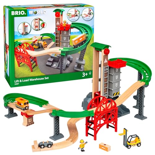 BRIO World 33887 Großes Lagerhaus-Set mit Aufzug - Zubehör Holzeisenbahn - Konstruktionsspielzeug empfohlen für Kinder ab 3 Jahren von BRIO