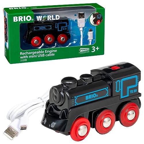 BRIO World - 33599 Akku Lok mit Mini USB - Wiederaufladbare Lokomotive - Batteriebetriebener Spielzeugzug für Kinder ab 3 Jahren, tolles von BRIO