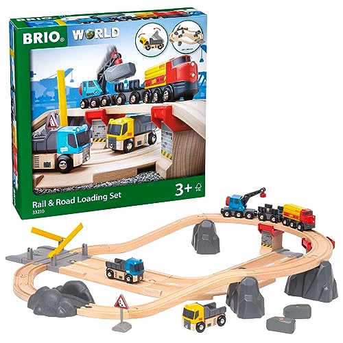 BRIO World 33210 – Rennbahn für Rennbahn – komplettes Set 33 Teile – Holzbahn auf 2 Ebenen – Spielzeug für Jungen und Mädchen ab 3 Jahren von Brio World